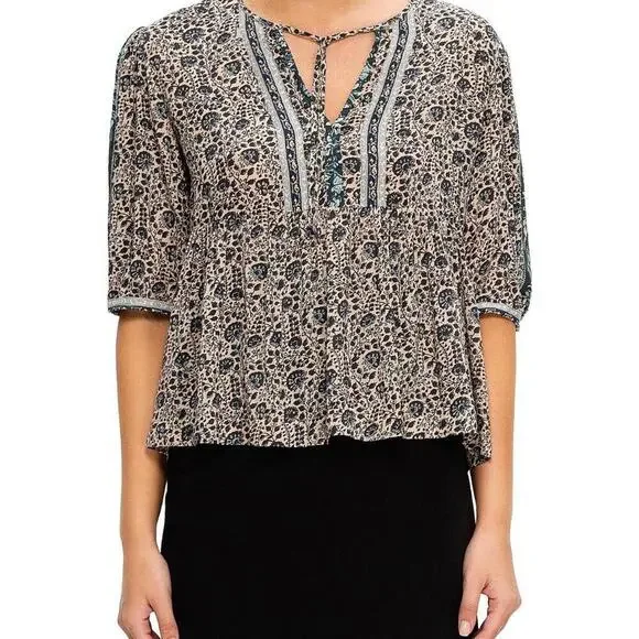 BA&SH Tobias Floral Tie-Neck Top Size 0 / XS – Boho Flowy Festival Blouse - Picture 3 of 8
